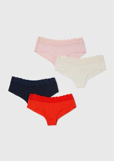 Matalan  ladies 4  cotton lace short  brief underwears