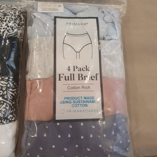 Primark ladies 4 pack full brief underwears