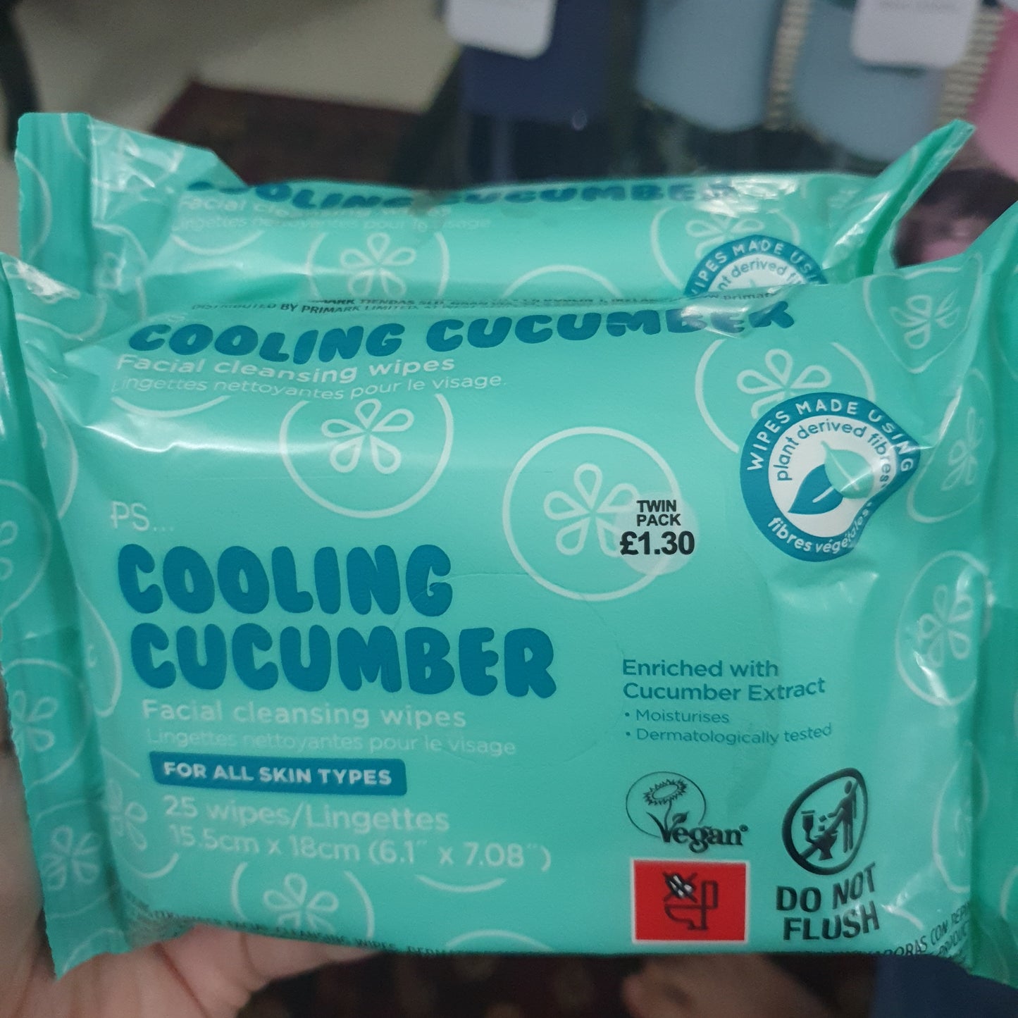 Primark Uk facial Cleansing Wipes 25's buy 1 get 1 free cucumber