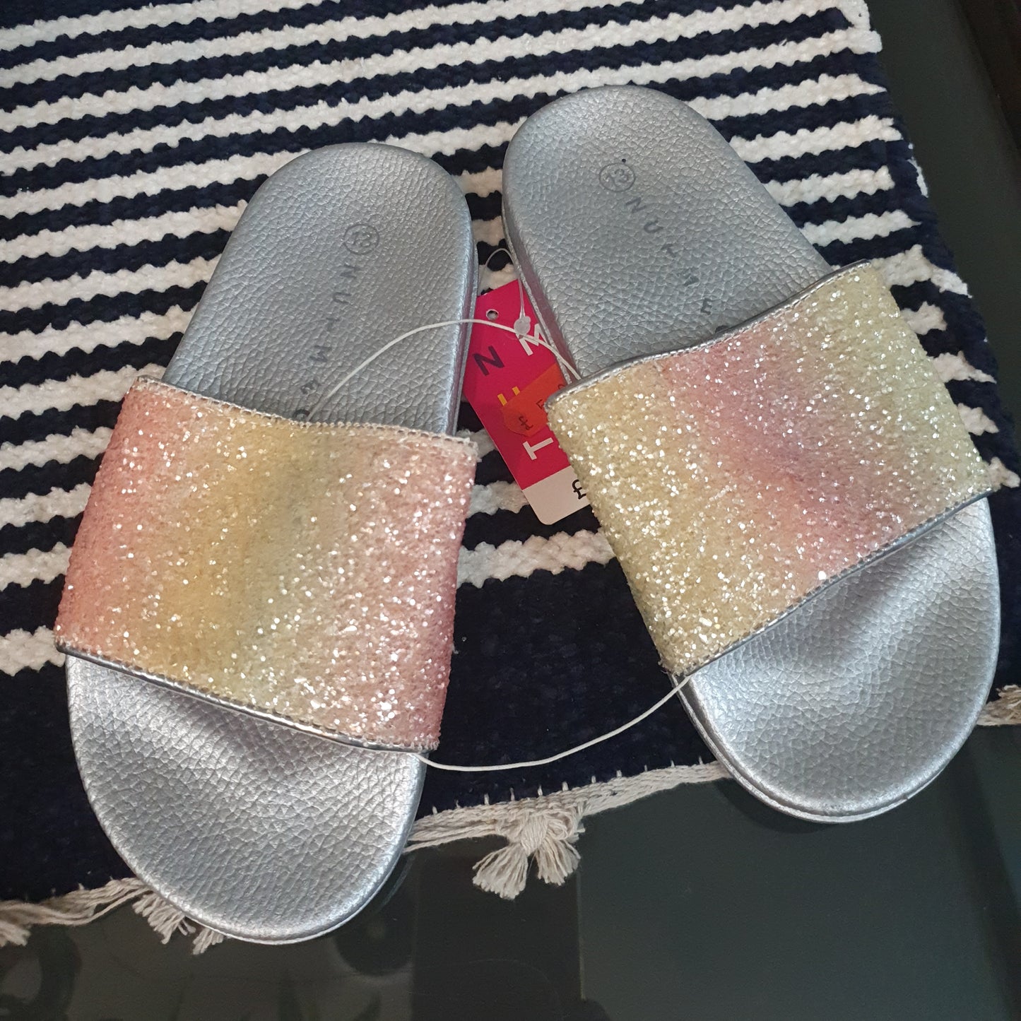 Nutmeg glitter slip ons shoes  for girls size uk 13 euro 31 ,7.5 inches