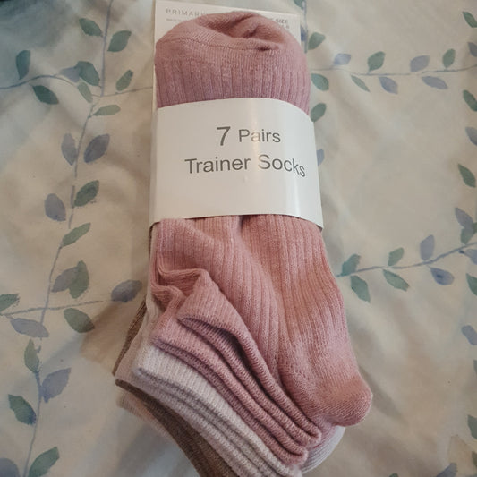 Primark ladies trainer socks 7 pairs size 37-42