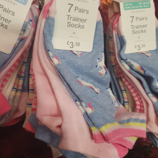 Primark girls 5 pairs trainer socks