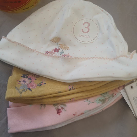 Next UK baby girls hats set of 3 ( 3 to 6 months)