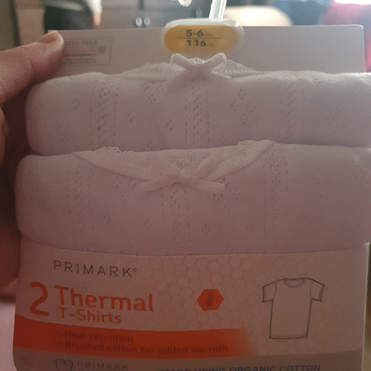 Primark girls kids Thermals set of 2 half sleeves white 5-6 years