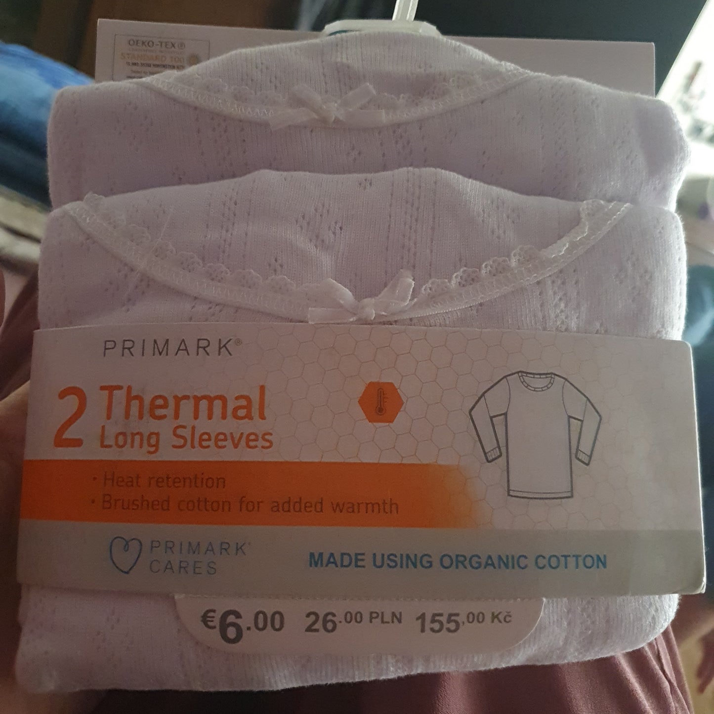 Primark girls kids Thermals set of 2 long sleeves white 8-9 years