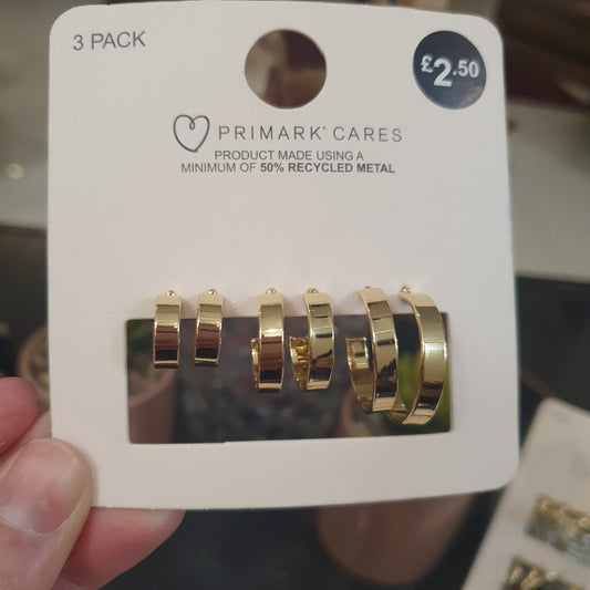 Primark 3 pack Hoop set earrings gold