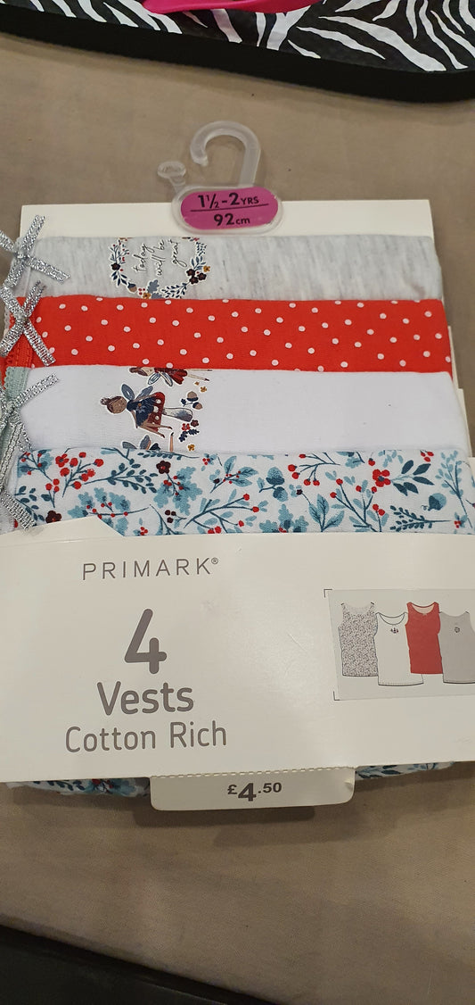 Primark Uk pack of 4  girl vests