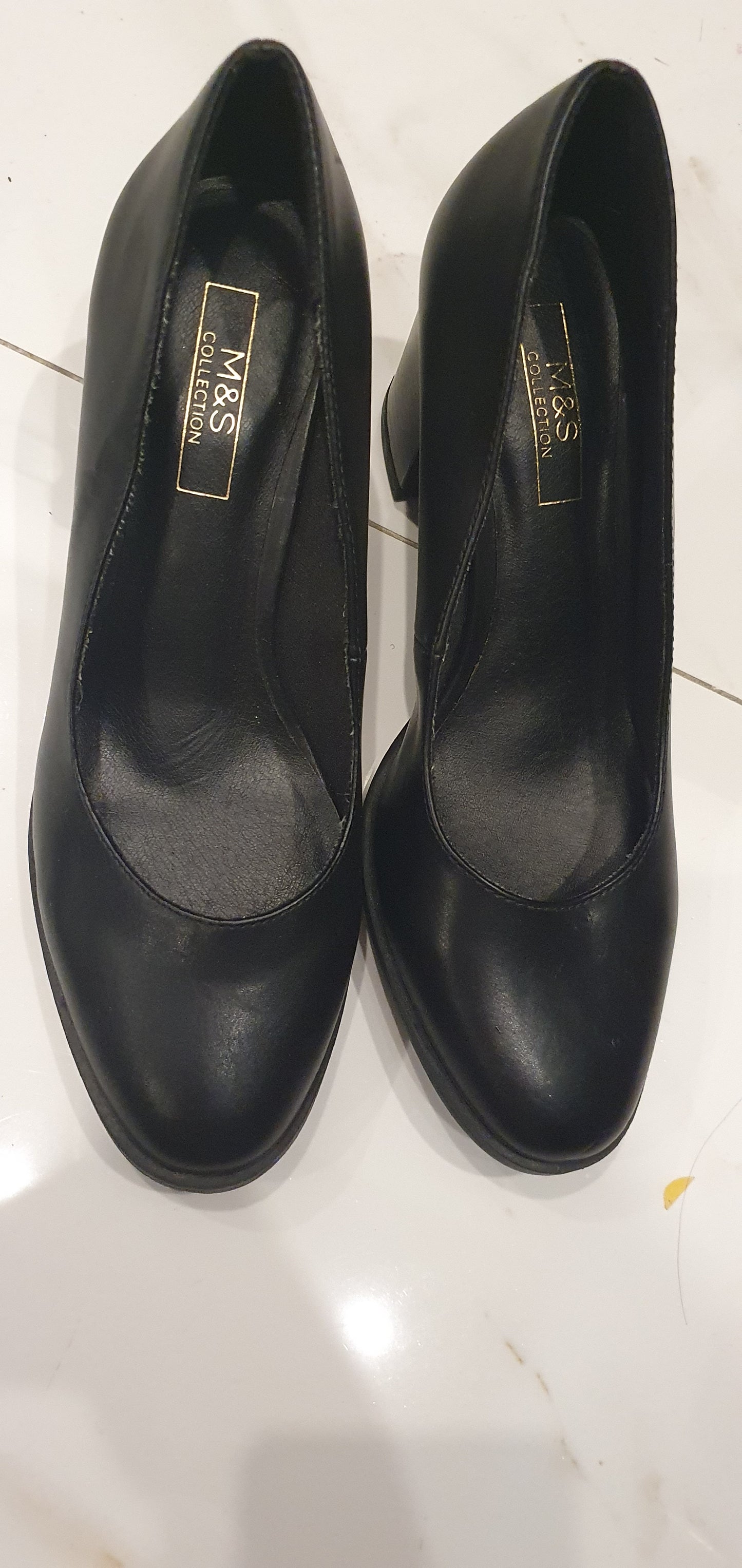 M & S uk women black block heel shoes size 39