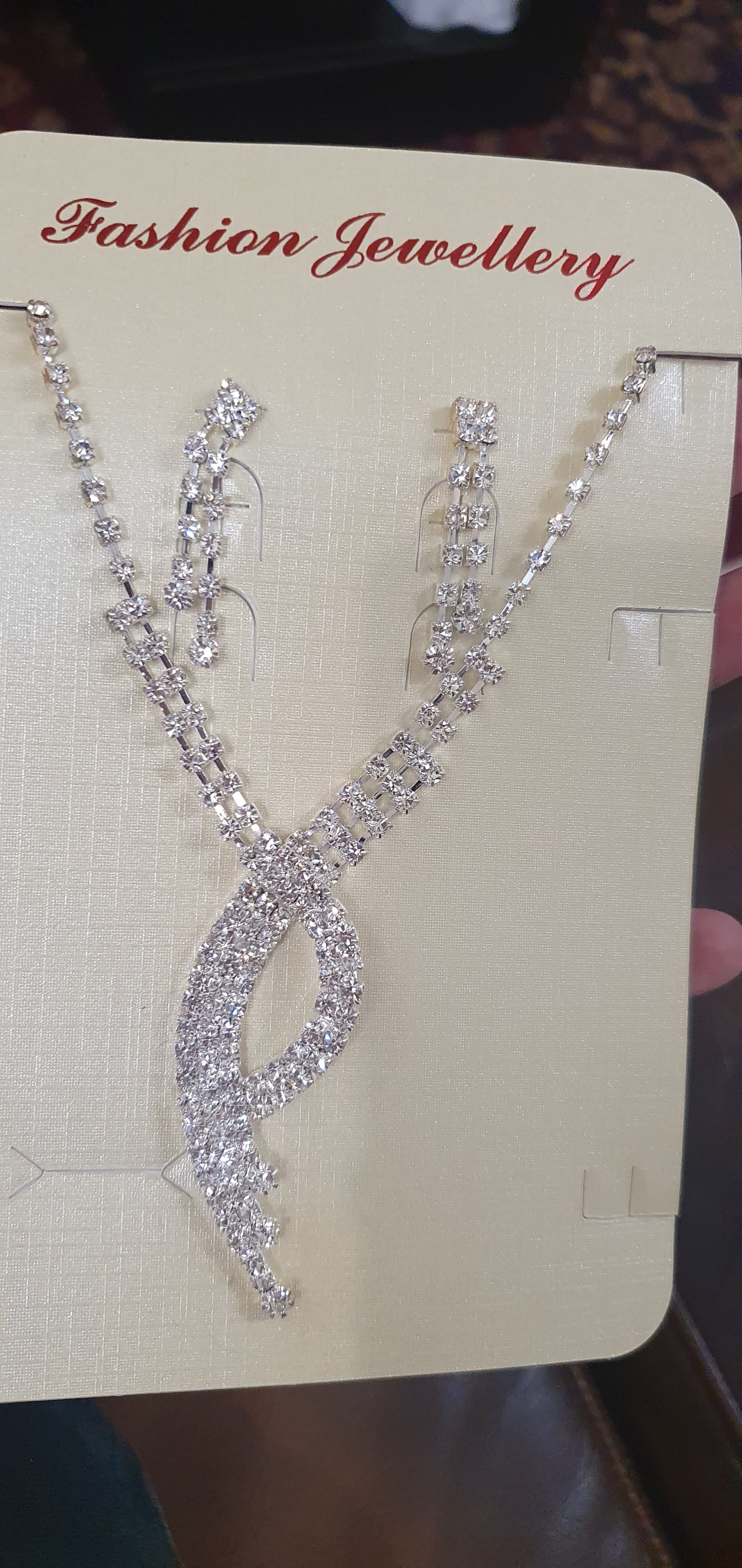 Diamante Rhinestone Earrings & Necklace Set