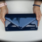 Amazon UK Shiny Patent Leather Navy Blue Ladies Clutch Bag