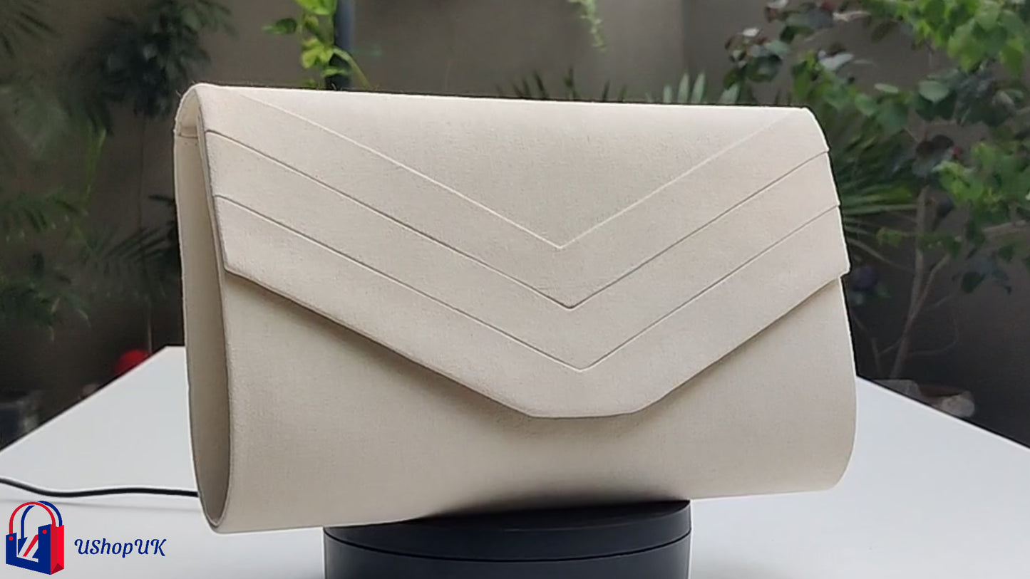 Amazon UK Ivory / Off White Suede Ladies Clutch Bag