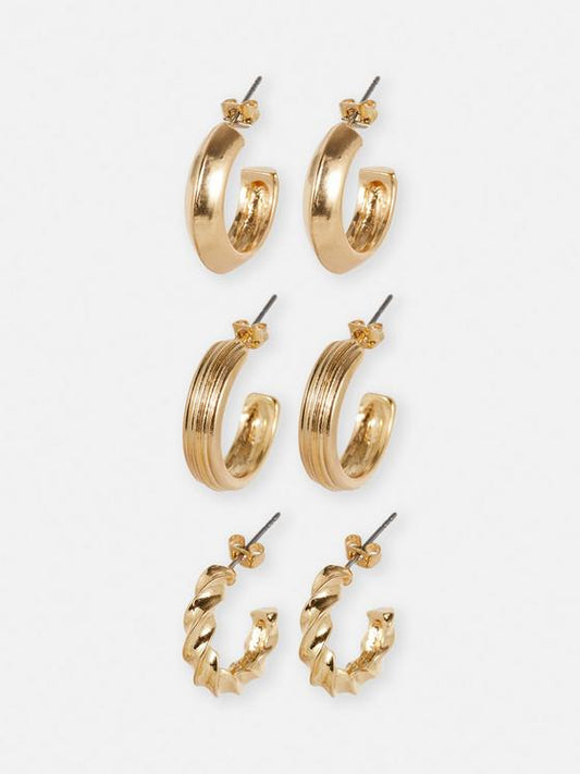 Primark 3 pack Hoop set earrings gold