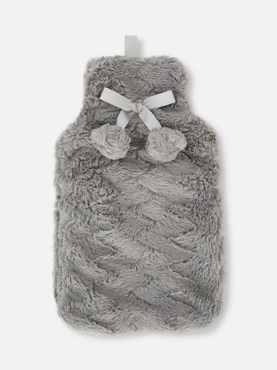 Primark uk hot water bottle with fleece cover grey