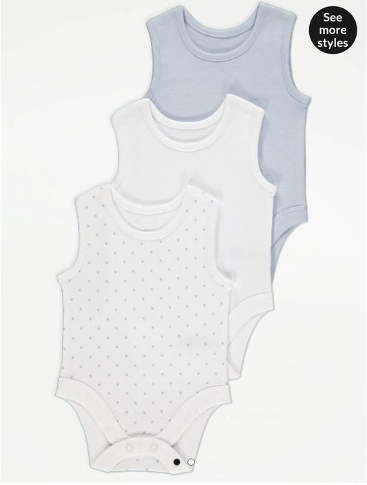 George Uk Baby set of 3 sleeveless bodysuits  100 % cotton