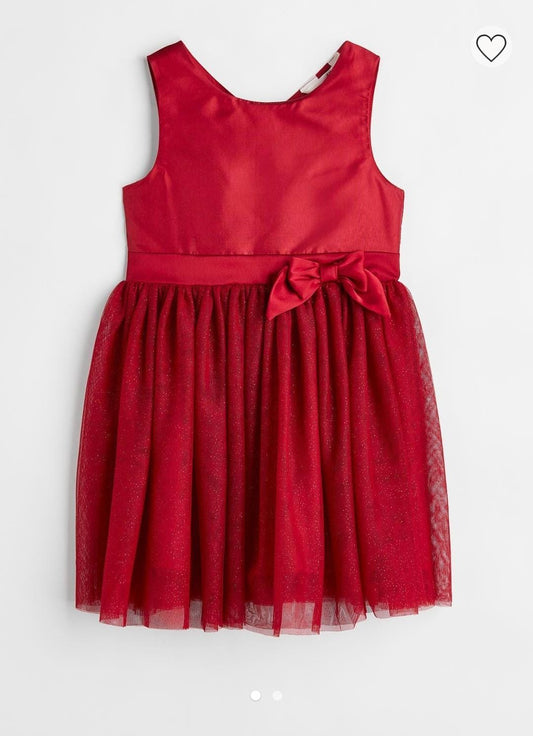 H&M uk girls glitter dress red tutu 4-5 years