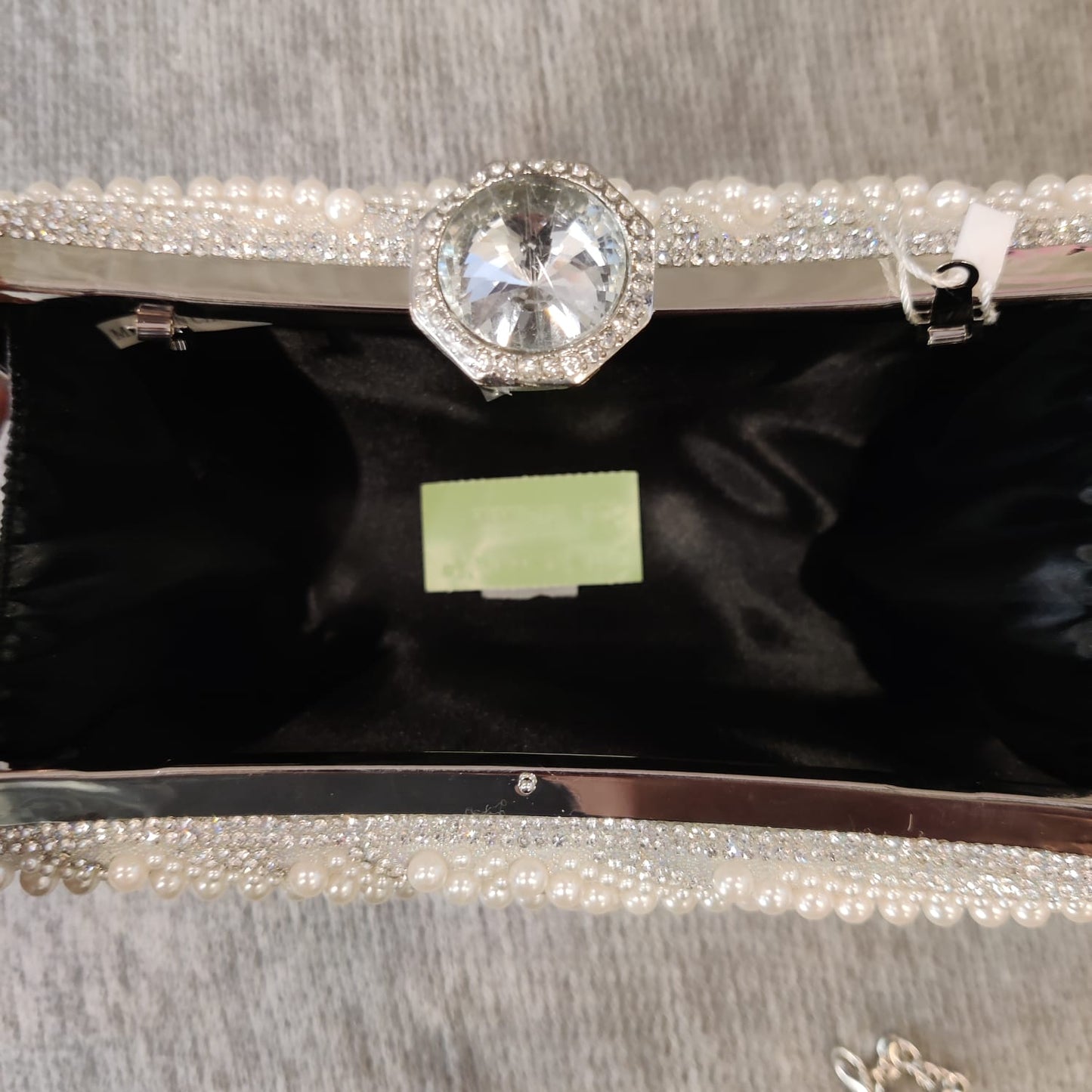 Koko fashion amazon Uk pearl diamante clutch bag with silver  chain