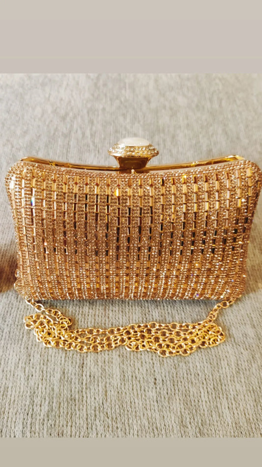 Koko fashion amazon Uk golden clutch bag with gold chain