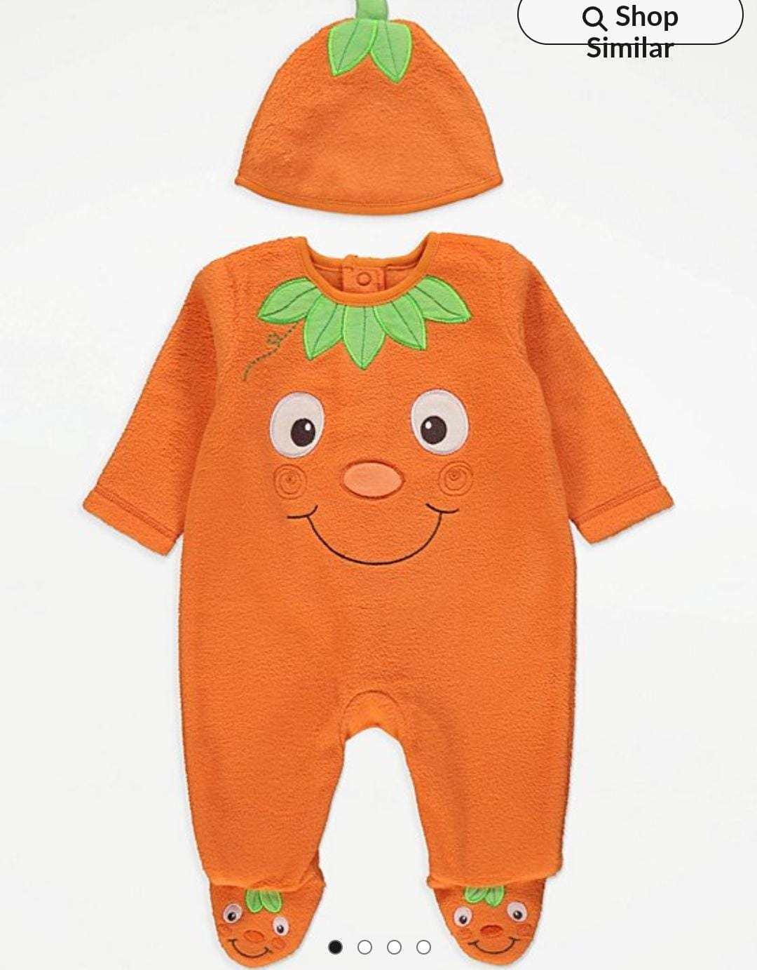 George Orange Pumpkin Fleece Sleepsuit and Hat