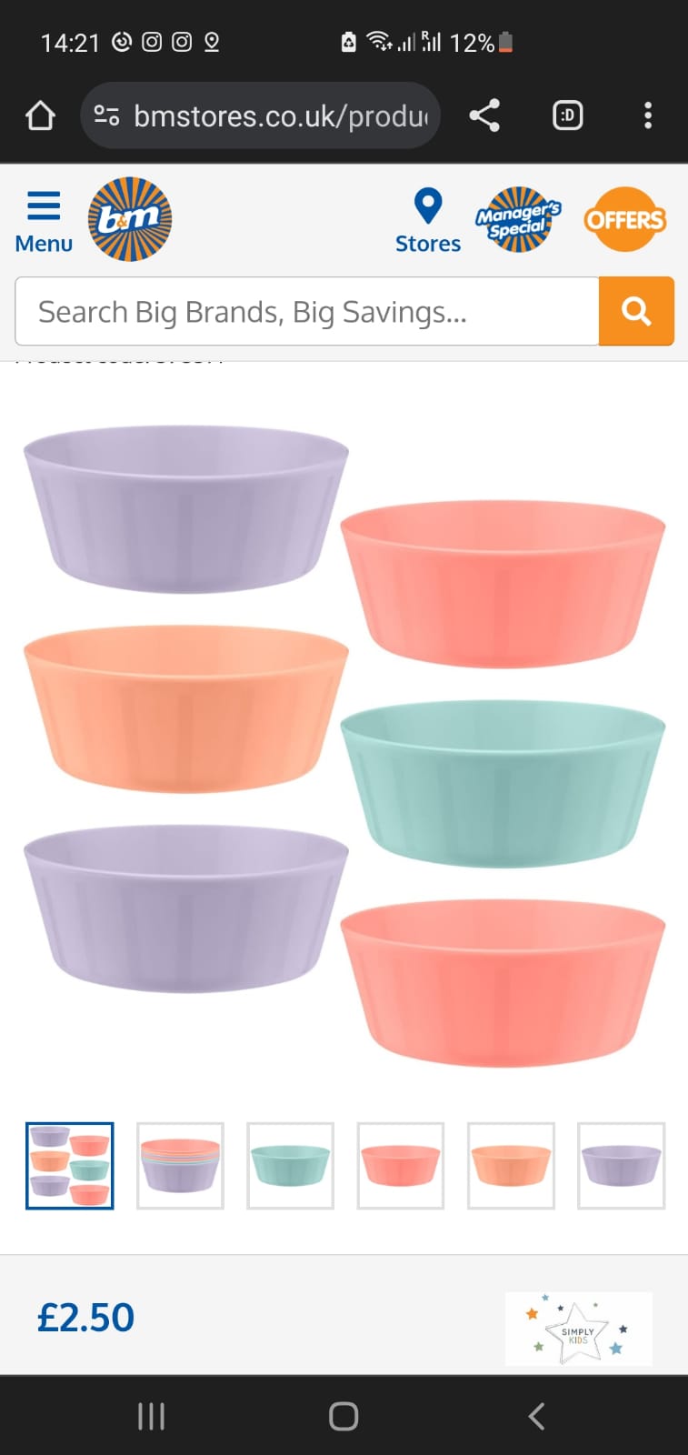 Bm bargains  Uk kids bowls set of 6