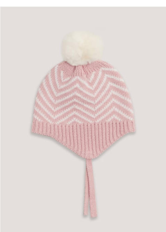 Matalan Uk Pink Knit Baby Trapper Hat