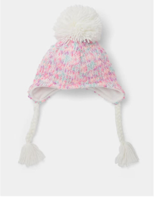 Pink Pom Pom Trapper Hat (3-6yrs) - Age 3 - 6 Years