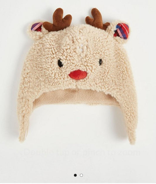 George uk Brown Reindeer Borg Trapper Hat 0 to 3 ' 3 to 6 months