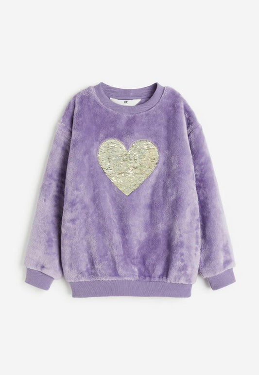 H&m uk purple sequin reversible fleece top