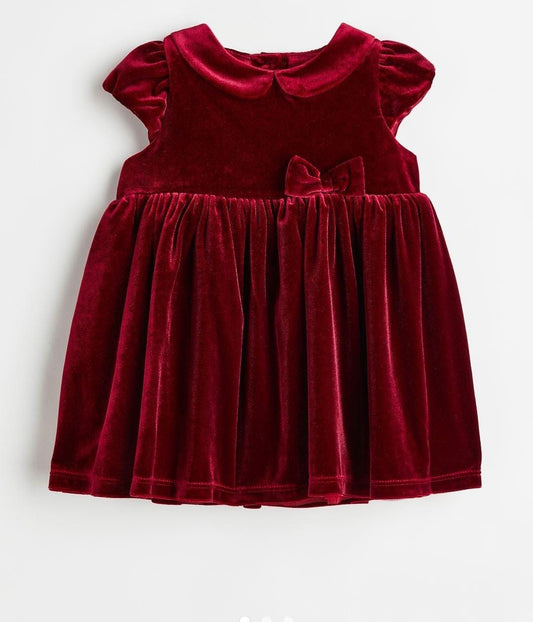 H&m uk maroon velvet dress