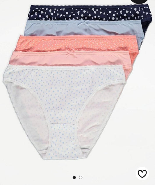 George Uk Spotty High Leg Knickers 5 Pack