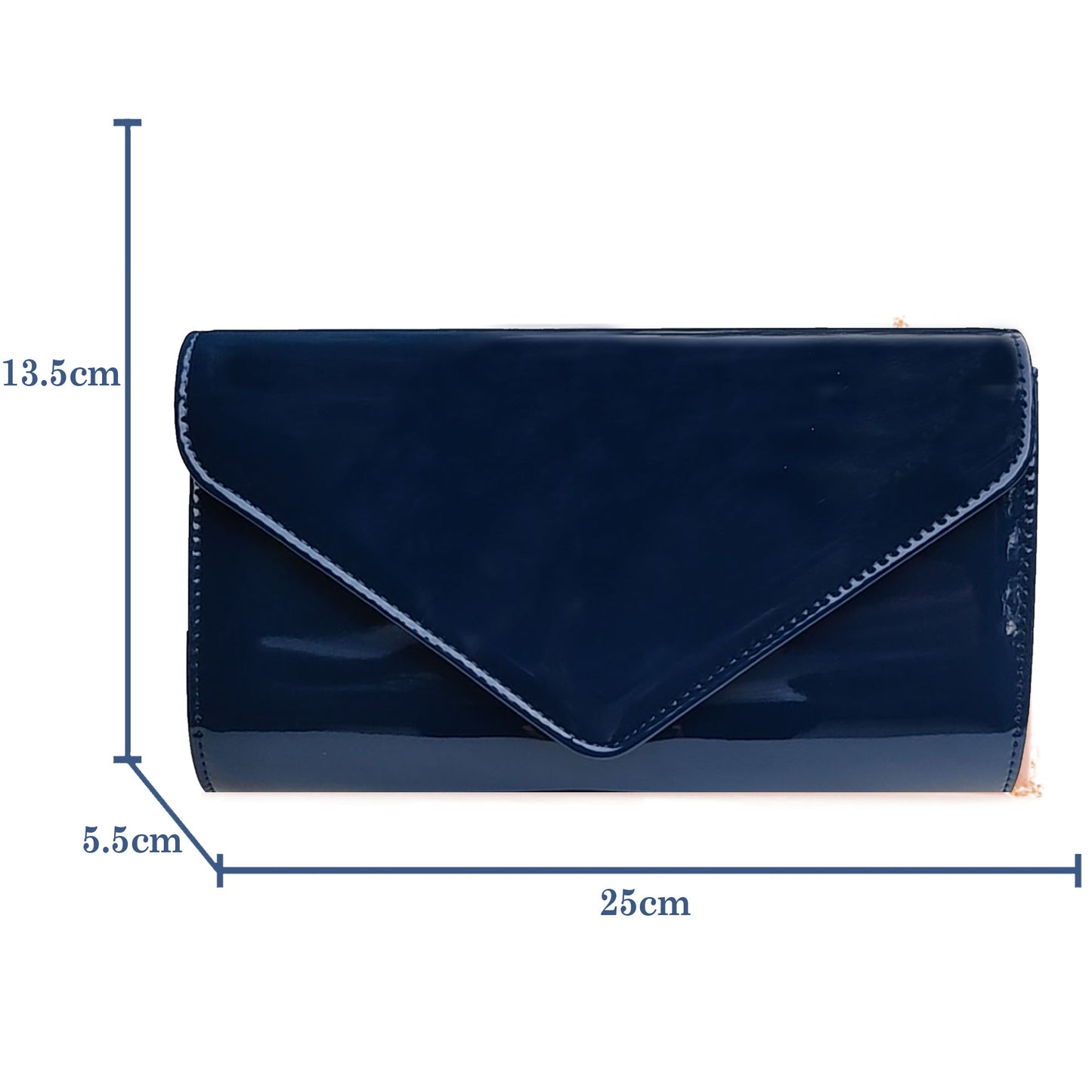 Amazon UK Shiny Patent Leather Navy Blue Ladies Clutch Bag