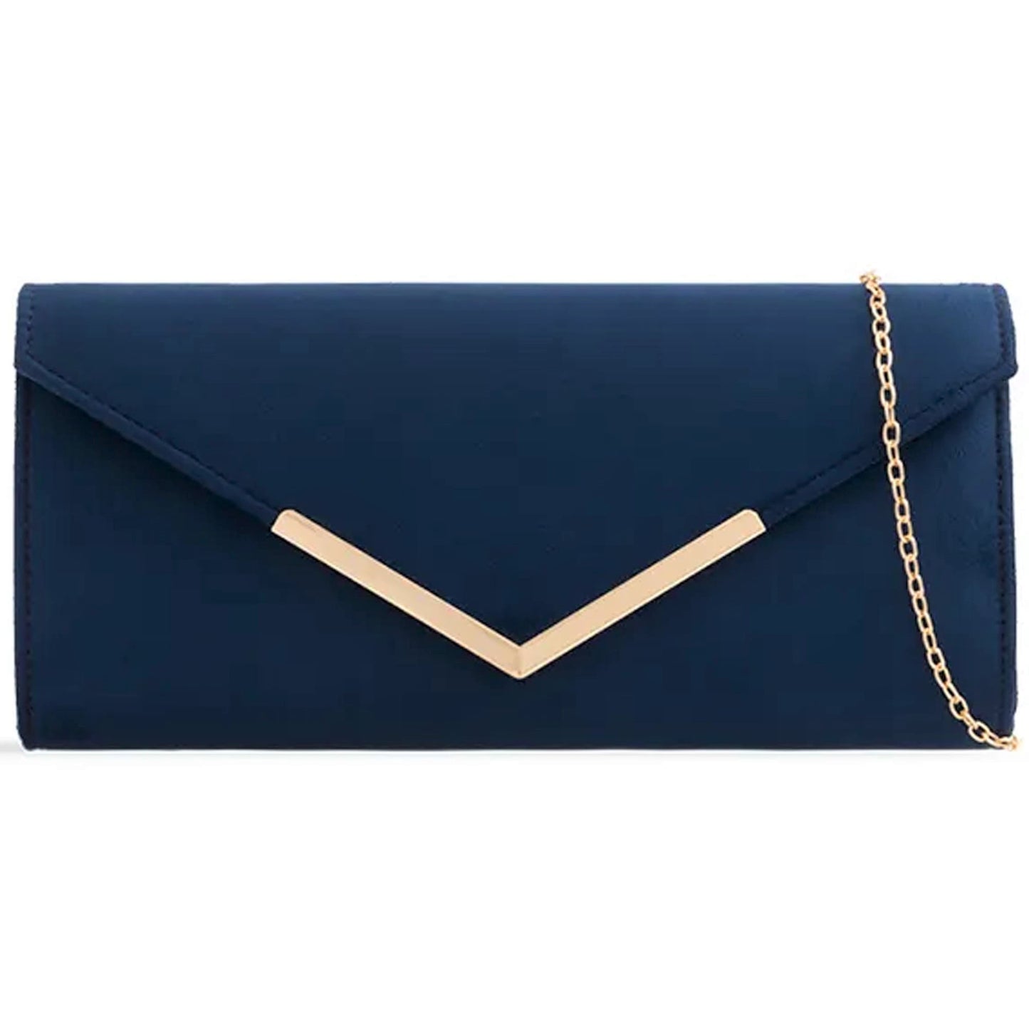 Amazon UK Navy Suede Plain Ladies Clutch Bag