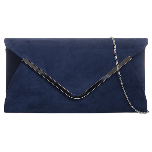 Amazon UK Navy Suede Plain Ladies Clutch Bag