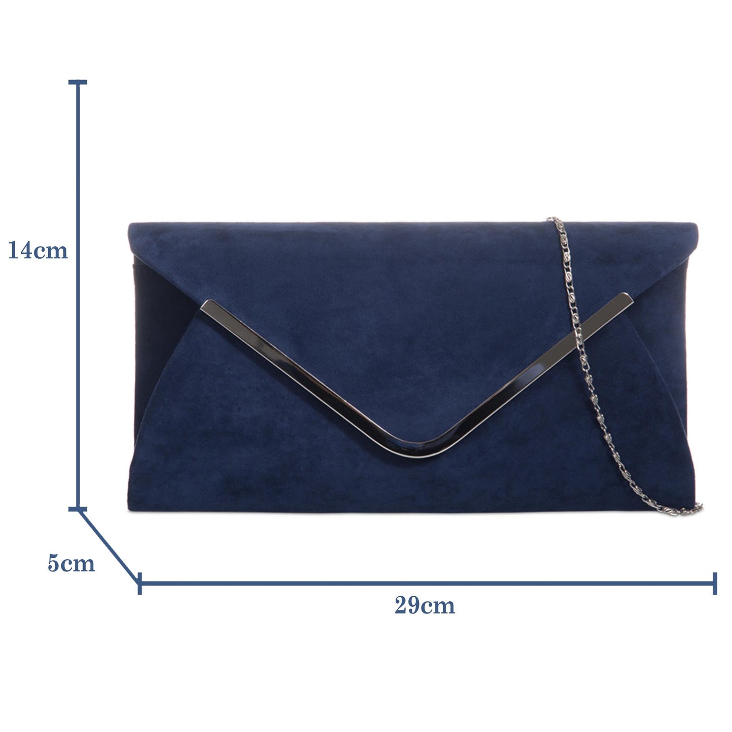 Amazon UK Navy Suede Plain Ladies Clutch Bag