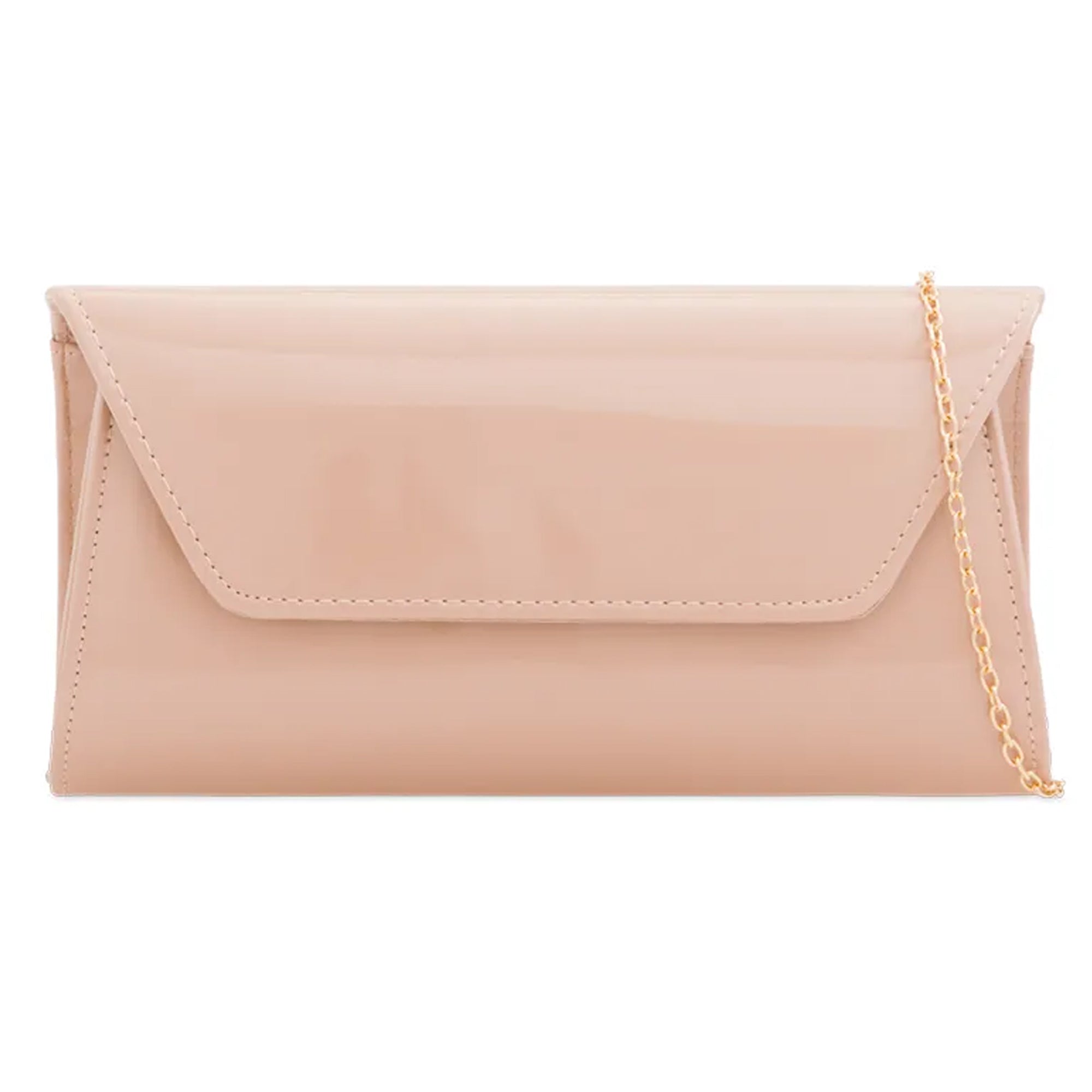 Pale pink outlet patent clutch bag