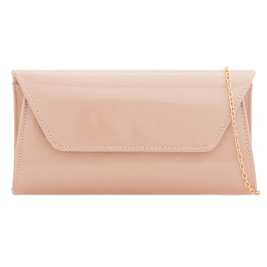 Amazon UK Shiny Patent Leather Beige Nude Ladies Clutch Bag