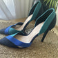 Zara women size 38 blue teal heel 4 inches