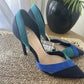 Zara women size 38 blue teal heel 4 inches