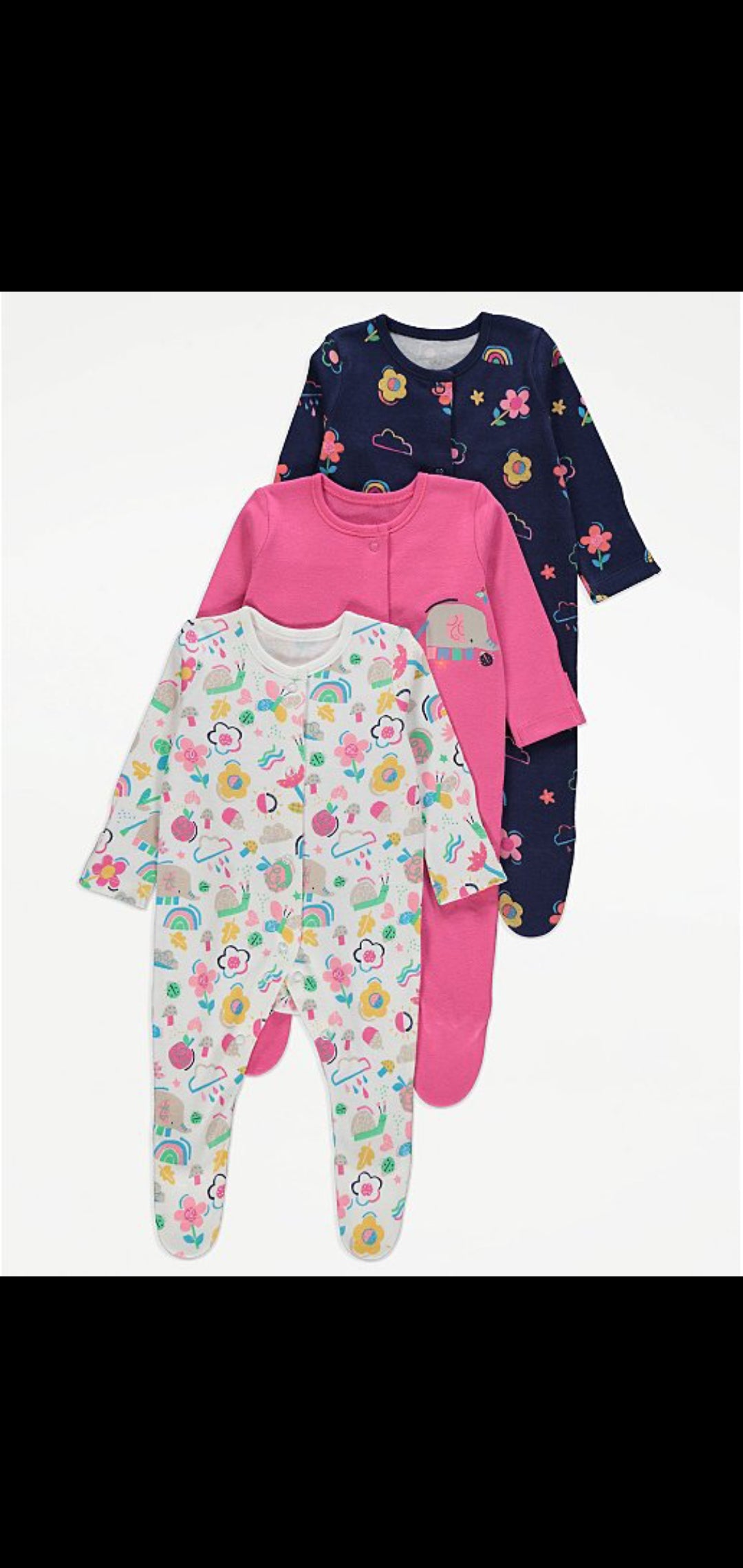 Geoege  Baby set of 3 sleepsuits 100 % cotton