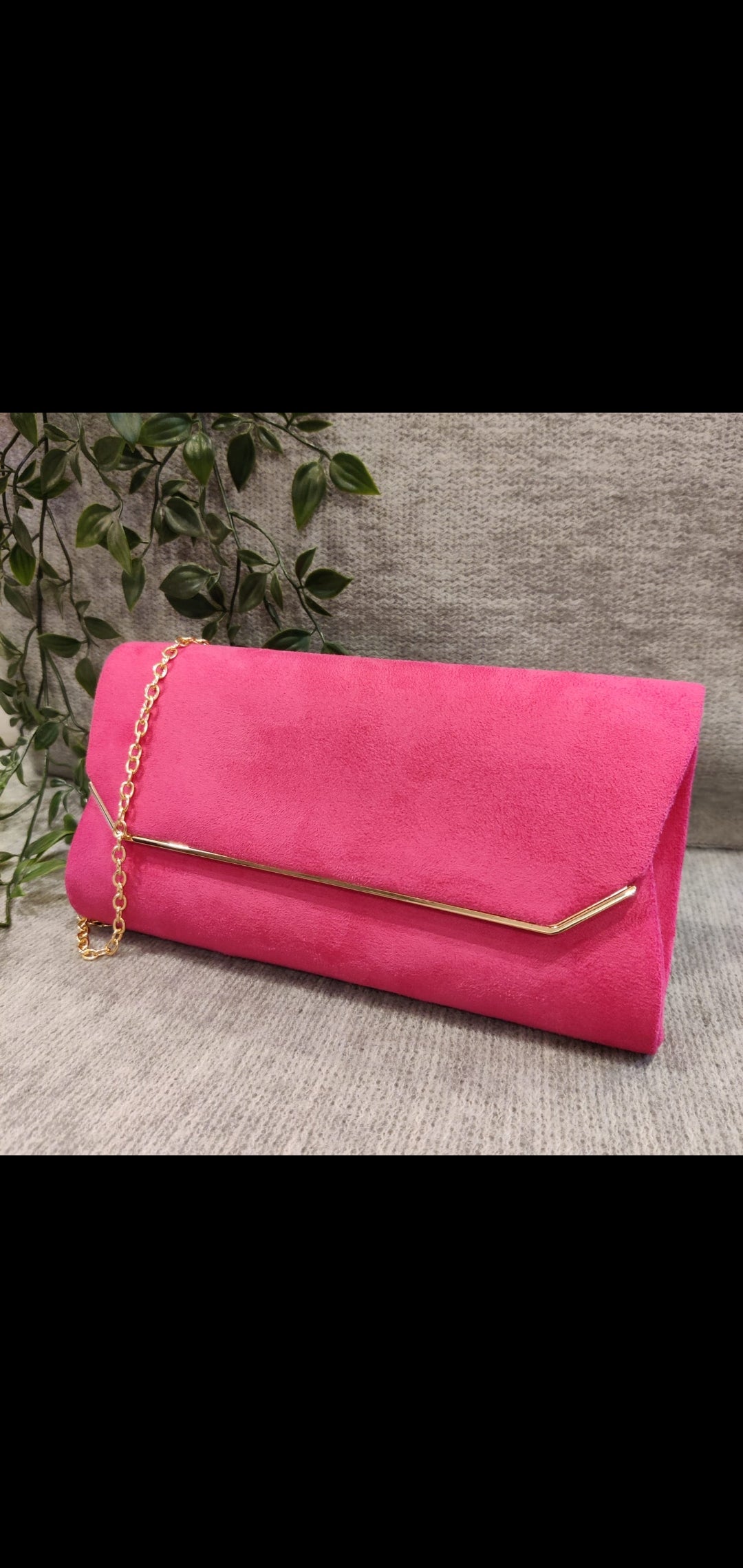 Amazon UK Ladies Clutch Bag Pink Suede