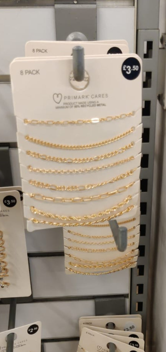 Primark 8 gold chain bracelet set