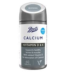 Boots Uk calcium with vitamin D & K  60 chewable Tablets expiry 7/25