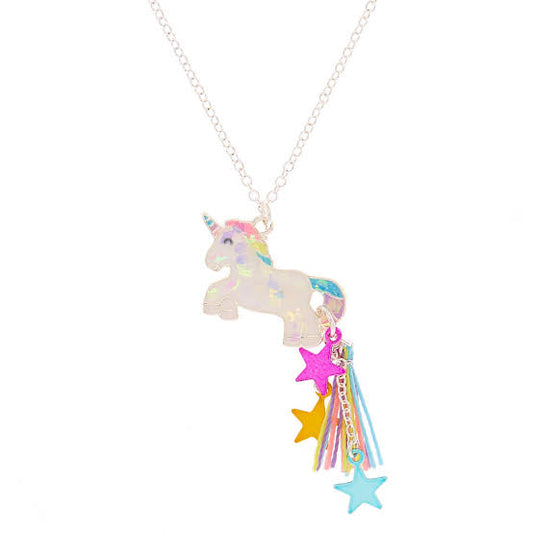 Claire's Silver Unicorn Star Tassel Pendant Necklace