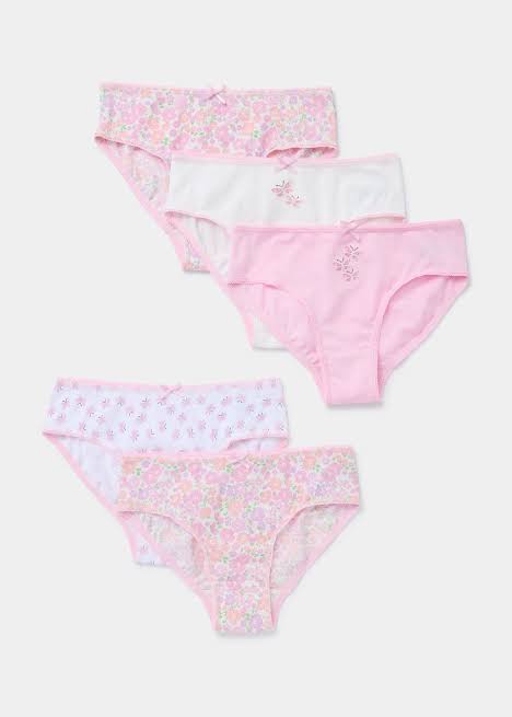 Matalan Girls 5 Pack Multicoloured Butterfly Print Knickers