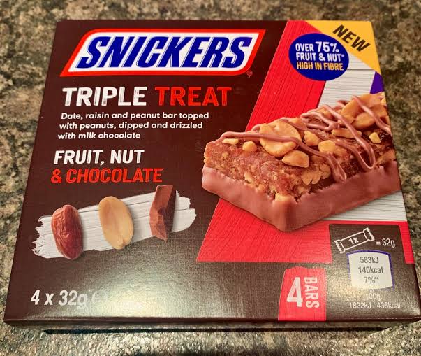 Snickers Triple Treat Fruit Nut & Chocolate Bars Multipack 4 X 32g