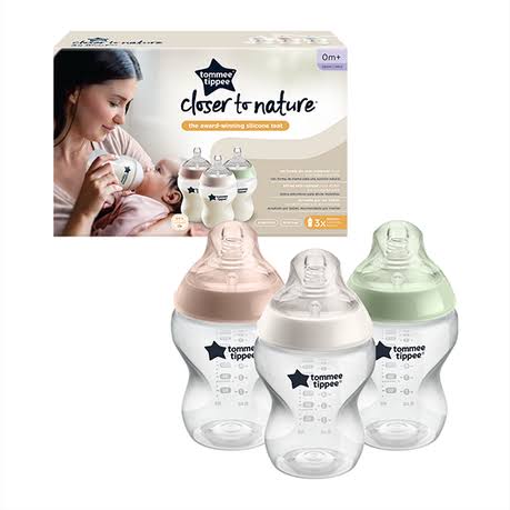 Pink Tommee tippee baby bottle 260ml with 0+ anticolic teat