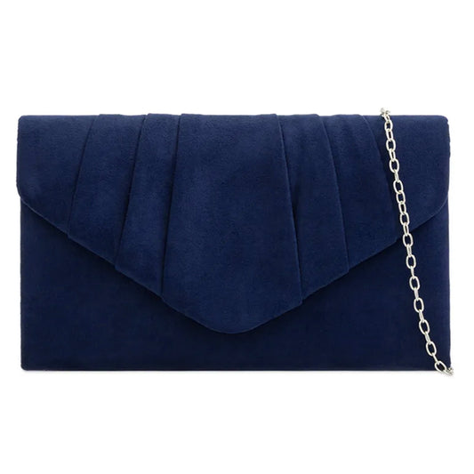 Amazon UK Navy Suede Pleated Ladies Clutch Bag