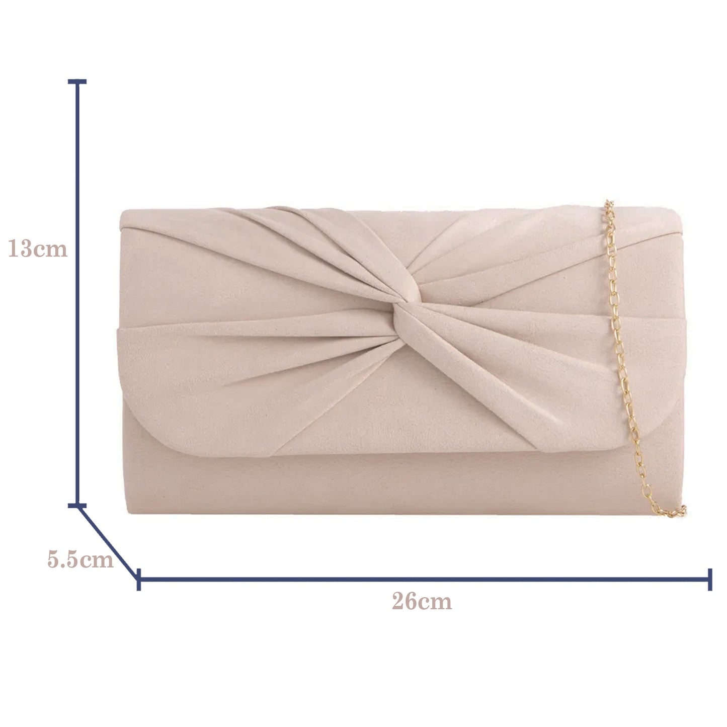 Amazon UK Beige Nude Suede Pleated Ladies Clutch Bag