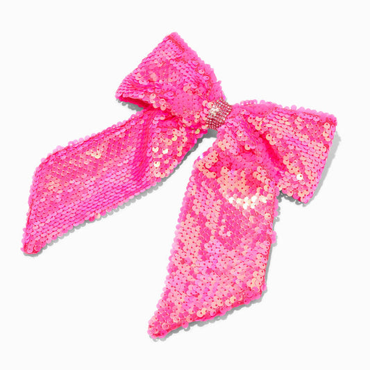 Claire's Pink Sequin Hair Bow Clip