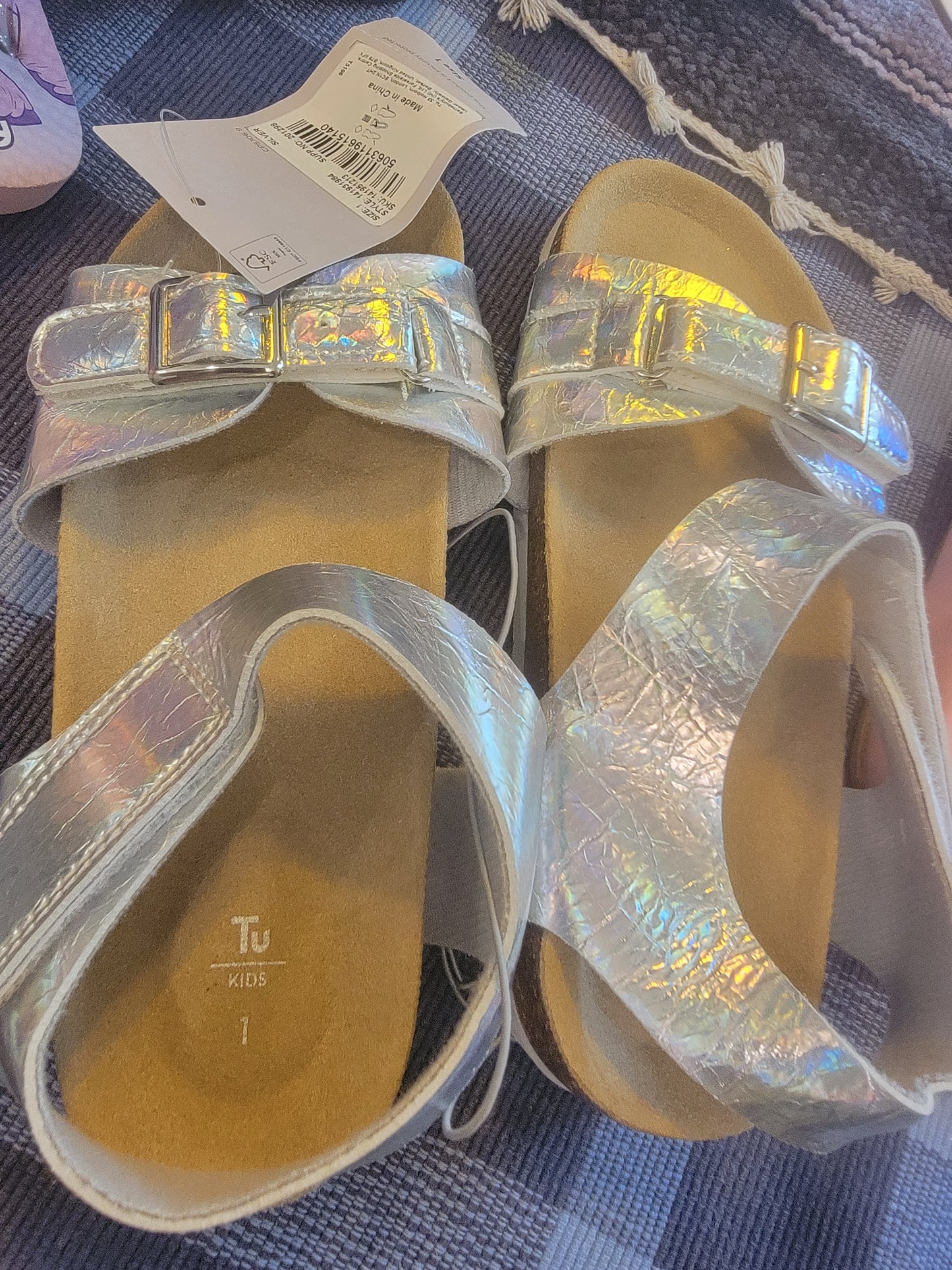 Tu uk silver sandals shoes size 33 ( 8.5 to 9 inches )