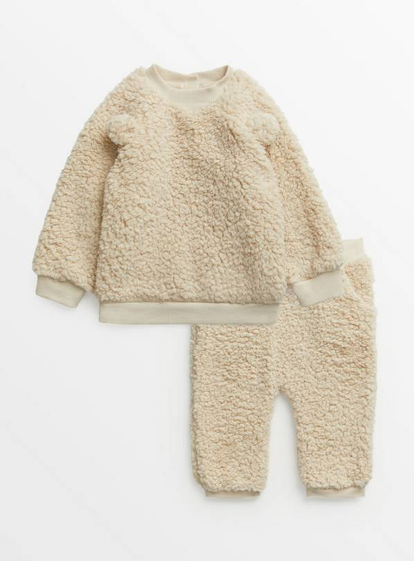 Tu uk Cream Borg Bear 2 Piece Set  winter